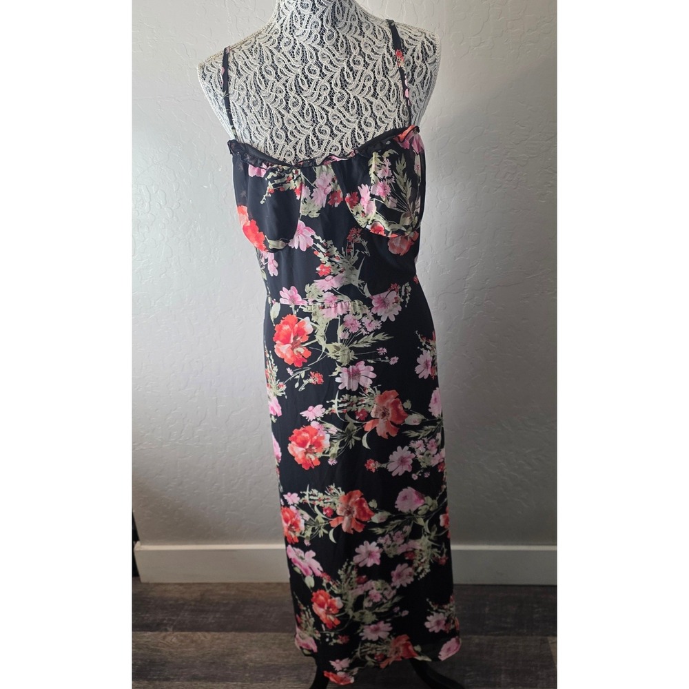 Maxi Dress Womens 3X Black Floral Boho Sleeveless Spaghetti Strap Speechless